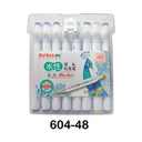 Marcadores a base de agua doble punta biselado y redondo 5/1.5mm Zuixua frasco rigido de 48 colores