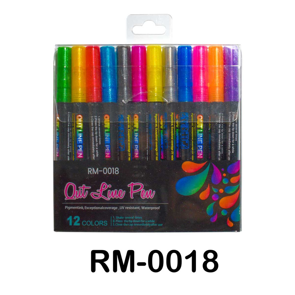 Marcador outliner RM-0018-12, estuche de 12 colores