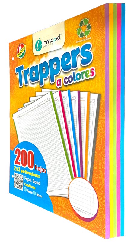 Hojas traper INMAPEL clasico 5 colores  200hjs (3 Huecos)