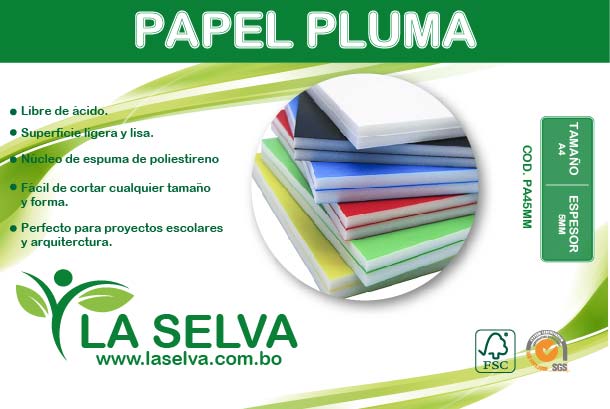 Carton pluma blanco A4 espesor 5mm La Selva