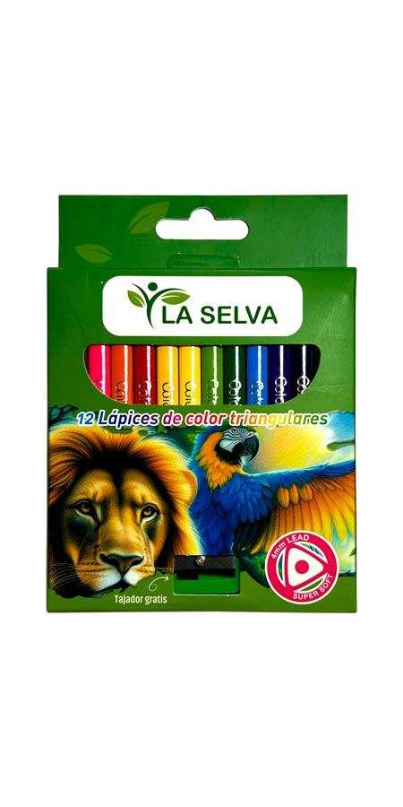Color corto tiangular  mina 4mm soft La Selva de 12 colores + tajador