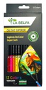 Color largo redondo mina 4mm SUPER SOFT madera negra La Selva de 12 colores + tajador