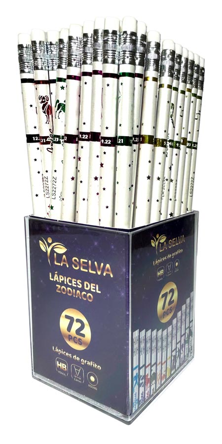 Lapiz negro con diseños de zodiaco HB mina 2.2mm La Selva de 72pcs ,.