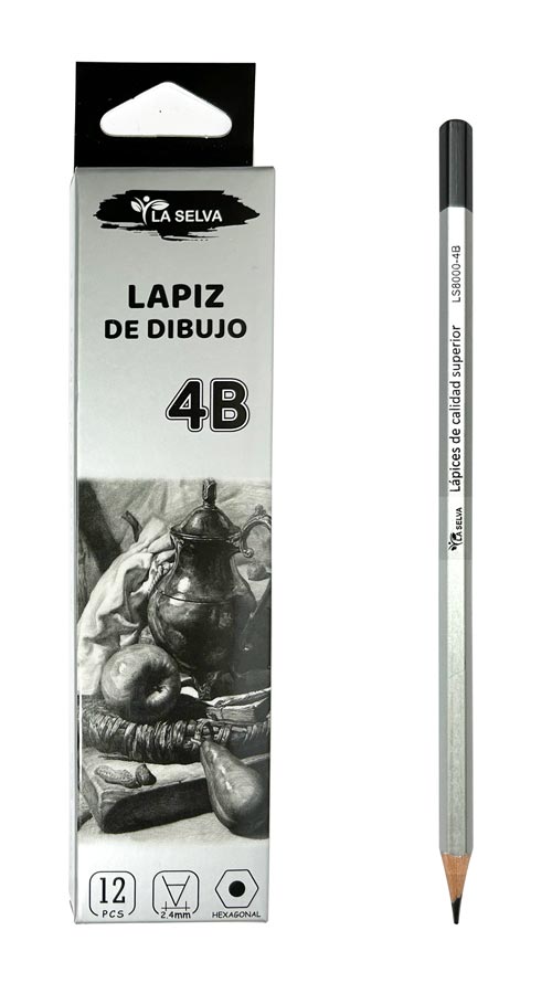 Lapiz carbonico de dibujo 4B-2.4mm La Selva 12pcs