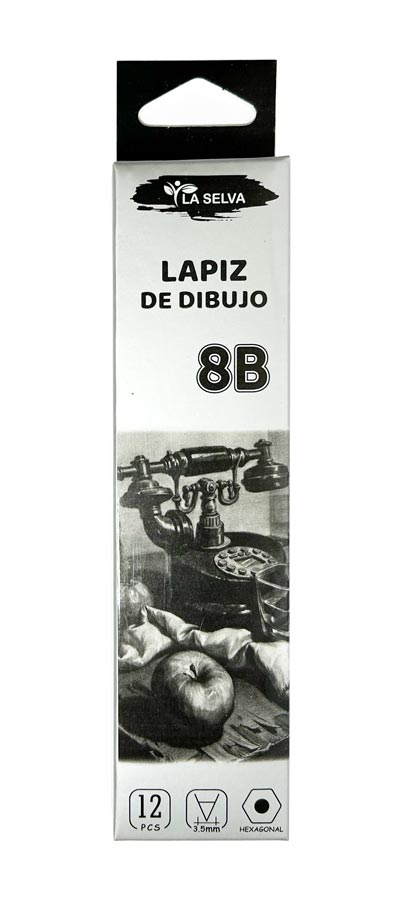 Lapiz carbonico de dibujo 8B-3.5mm La Selva 12pcs