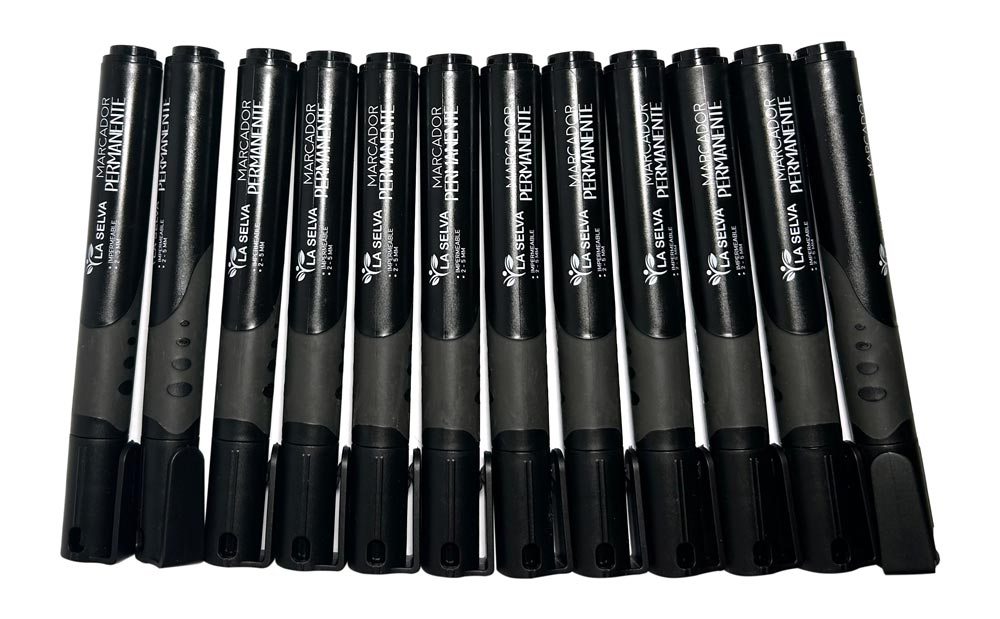 Marcador permanente LA SELVA ergonómico de 12pcs NUEVO