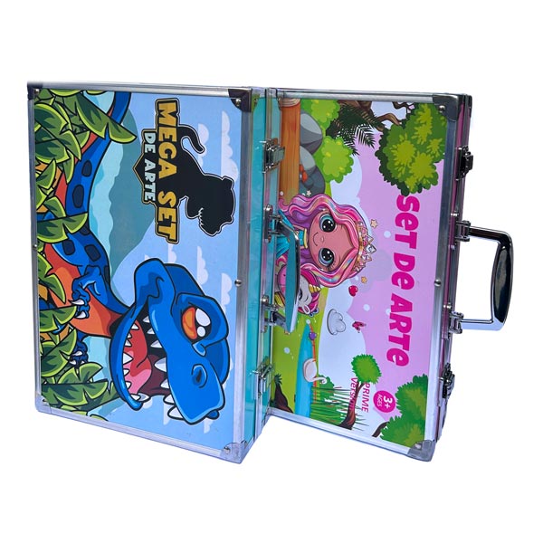 Kit de artista, lapices, crayones y marcadores maleta de aluminio de 145pcs