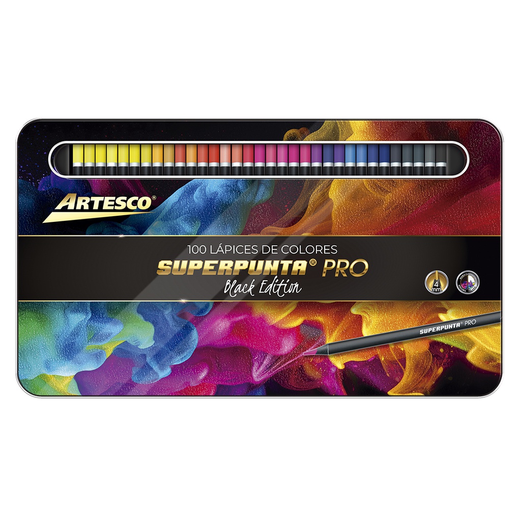 Color largo superpunta PRO 4mm estuche metalico Artesco 100 colores