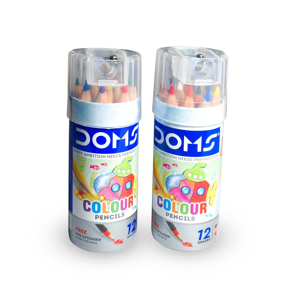 [8721/8746] Color corto hexagonal frasco metalico  DOMS 12 colores + 1 tajador