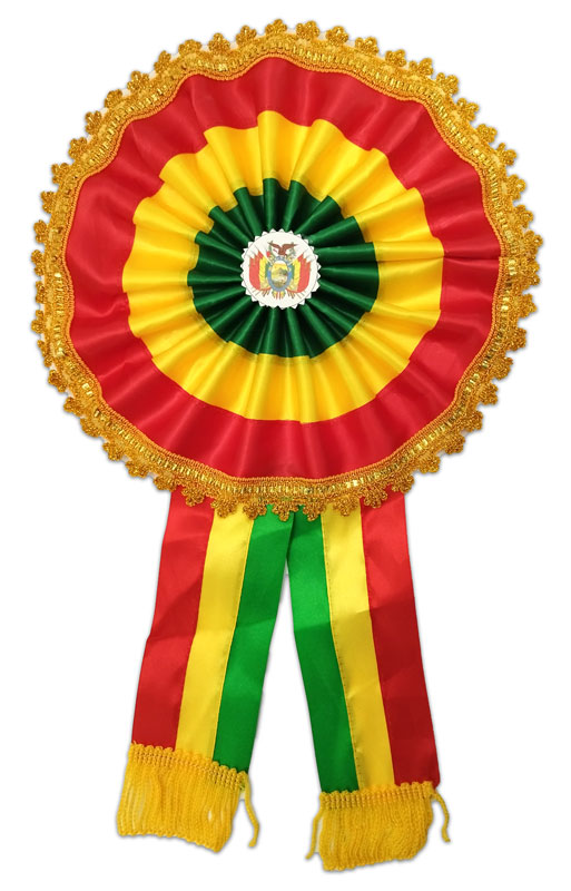 Escarapela Tricolor borde con dorado DIAMETRO de 15CM (12PCS)