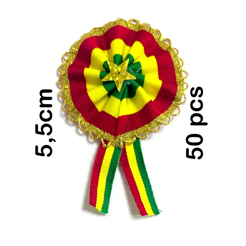 [esc5] Escarapela Tricolor borde dorado diámetro 5CM, bolsa de 50PCS
