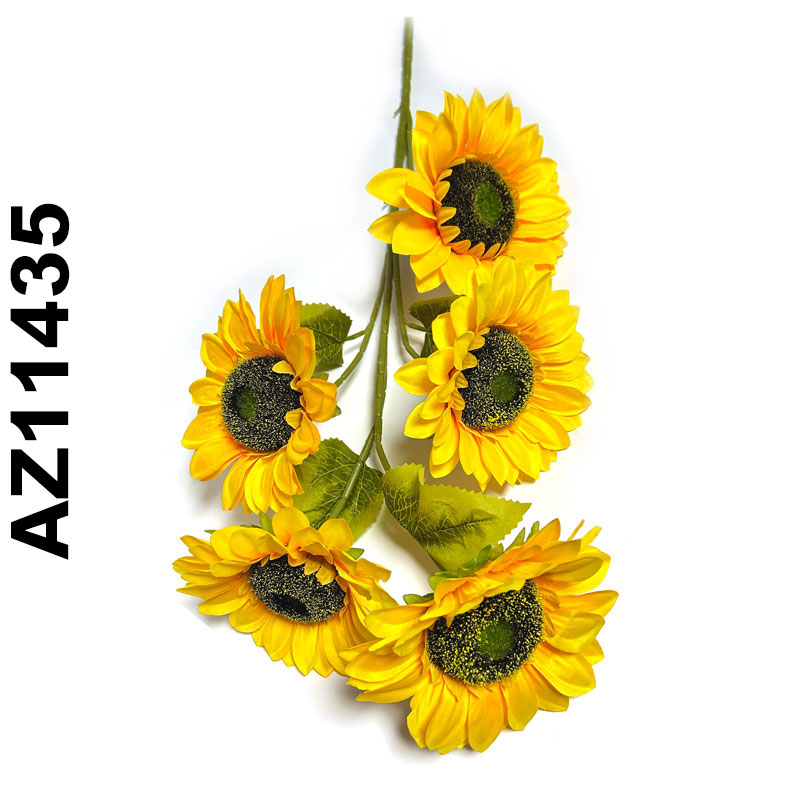 [AZ11435] Flor - ramo de 5 girasoles AZ11435, largo 100 cm, 5 corolas de 14-17cm