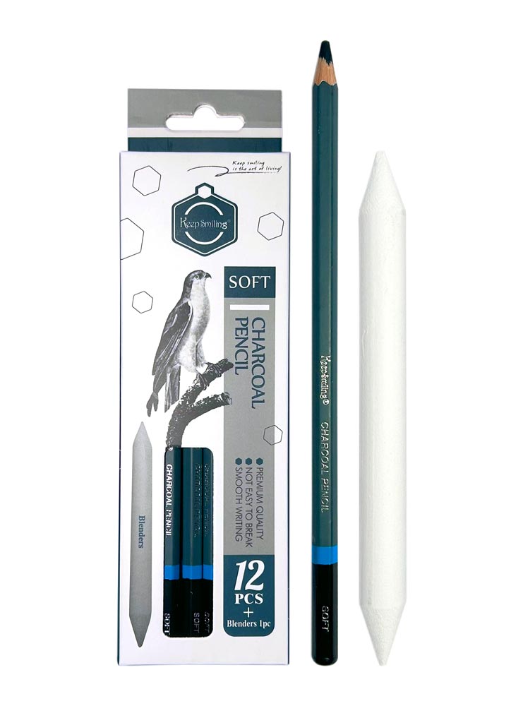 Lapiz Carboncillo Charcoal cajita 12pcs + 1 difuminador