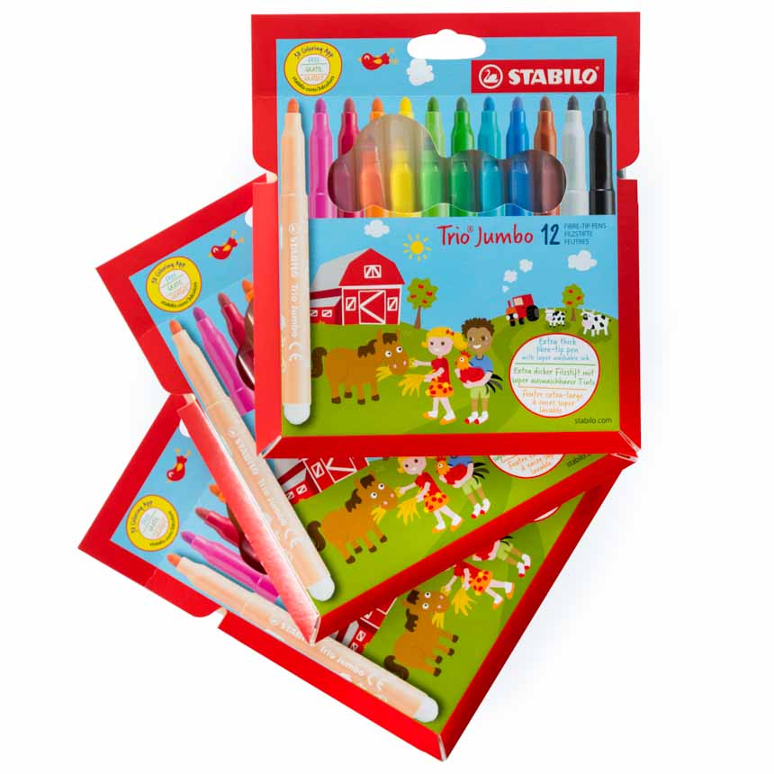 [380/12] Marcador Trio Jumbo Stabilo 12 Colores