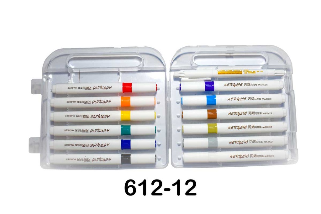 [ZX-612-12] Marcador acrilico DIY para vidrio, plastico, cuero, cerámico, piedra Zuixua 12 colores