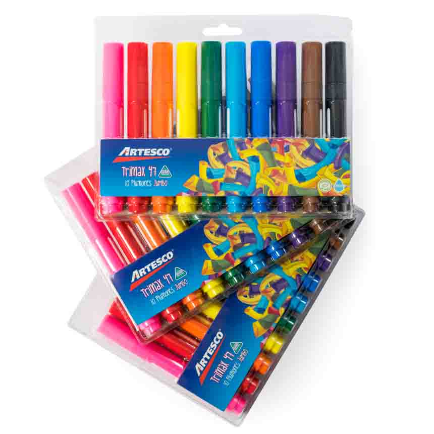 [07001060] Marcador agua 3.7mm Jumbo TriMax47 Artesco 10 Colores