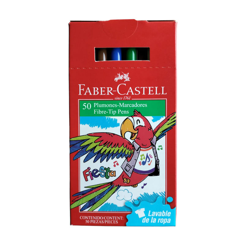 Marcador fiesta Faber Castell cajita de 50 colores