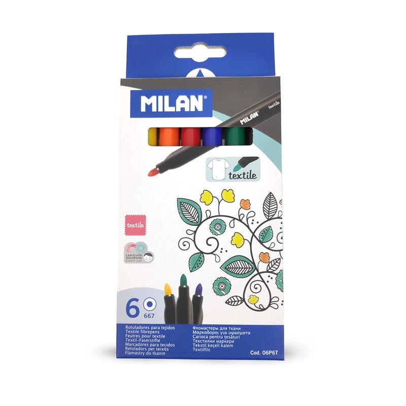 [06P6T] Marcador textil 667 0.4mm Milan 6 colores