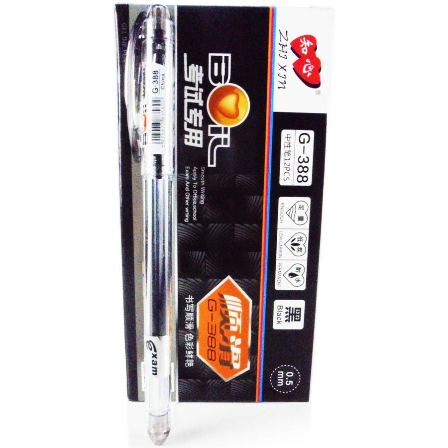 [G-388-NE] Micropunta gel ink pen G-388 cajita de 12PCS (Negro)