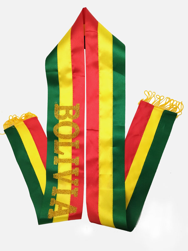 BANDA TRICOLOR CON GRECA DORADO 10cm x 1.5m