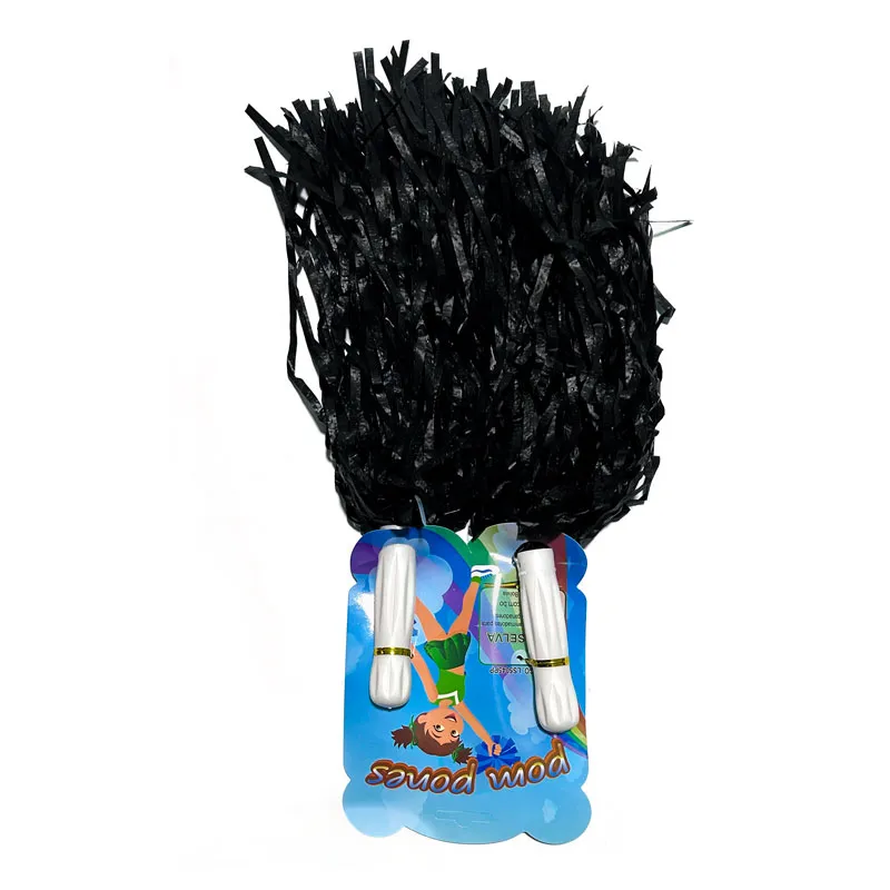 [LS-PMP-NE] Par de pompones La Selva, 50g, largo de 40cm (Negro)