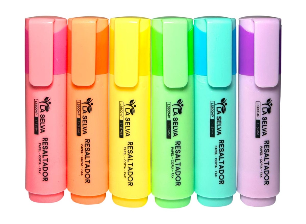 Resaltador de color Pastel LS6004P, 1-5mm La Selva de 6 colores