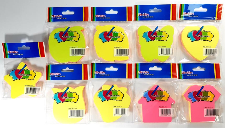 Taco de posit o nota adhesivas de figuras de 4 Colores SURTIDO 7.6x7.6cm