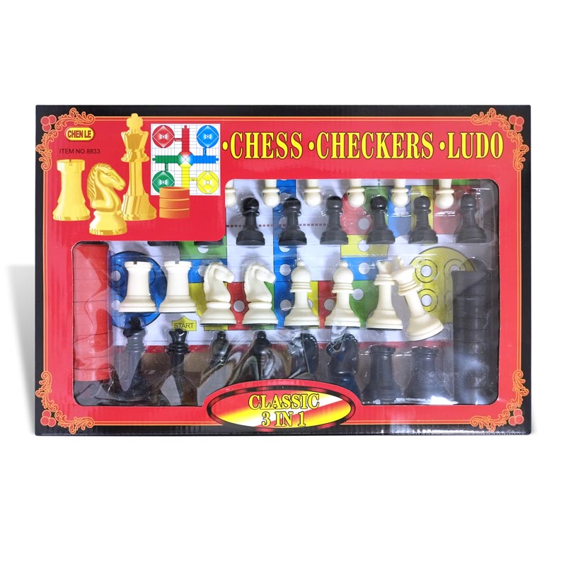 Ajedrez checkers y ludo GIGANTE clasico 3 en 1