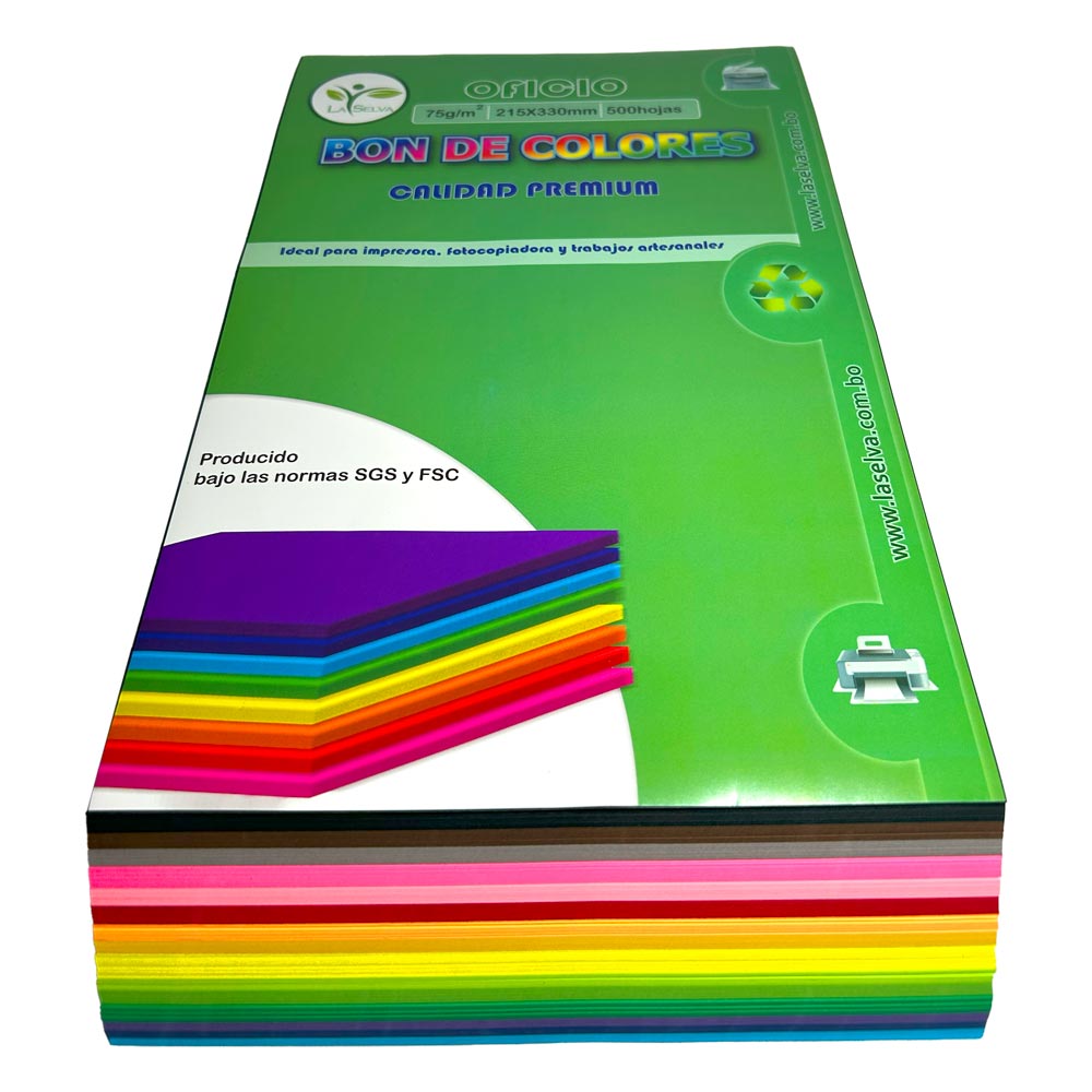 Bon de 15 colores 500hojas OFICIO La Selva