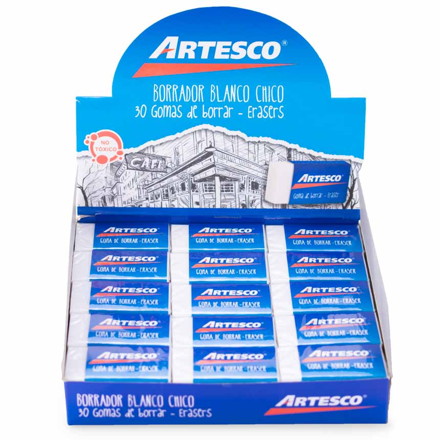 Borrador Blanco Pequeño Artesco 30Pcs