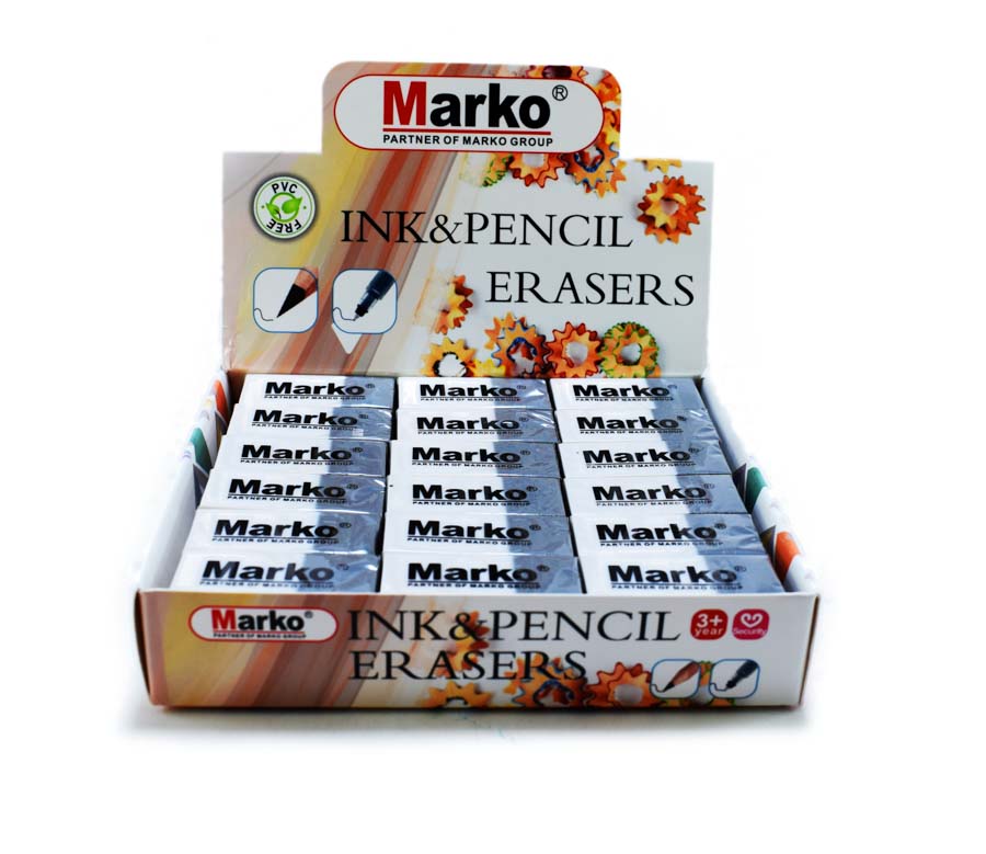 Borrador bicolor Marko para tinta 36pcs