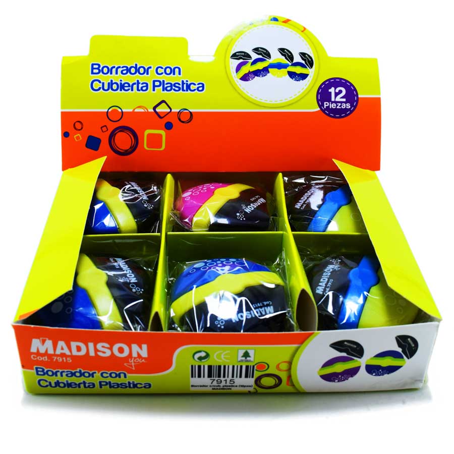 Borrador cubierta plastico 12pcs madison