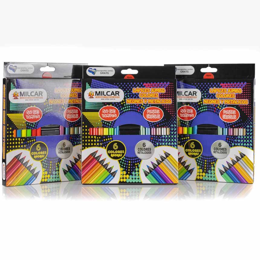 Color Largo JUMBO Neones y Metalicos Milcar 12 Colores