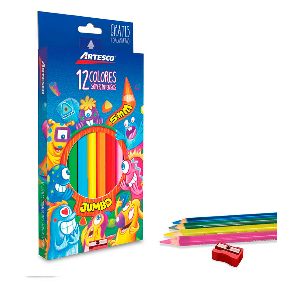 Color largo JUMBO mina de 5mm Artesco 12 Colores