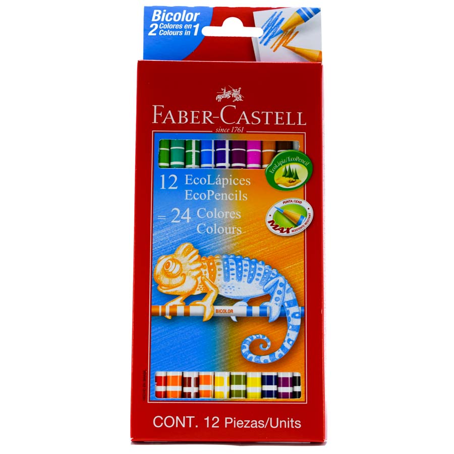 Color largo redondo bicolor Faber Castell 12 Ecolapices = 24 colores