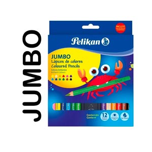 Color largo triangular jumbo Pelikan 12 colores + tajador