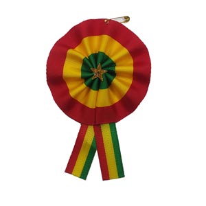 Escarapela Tricolor Borde Greca Dorado DIAMETRO 9CM, (12PCS)
