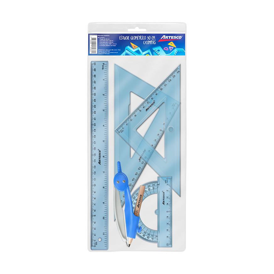 Estuche geometrico Artesco 30cm + Compas
