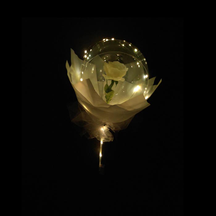 Globo esferico con luz LED, flor y tela para todo tipo de fiestas