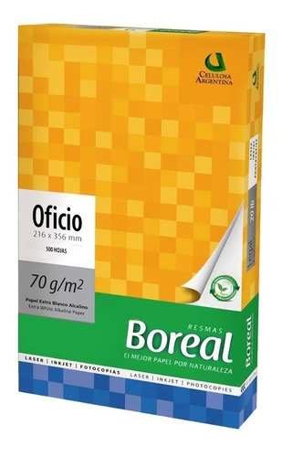 Hojas bon Boreal Celulosa Argentina Oficio 75gr. 500Hojas