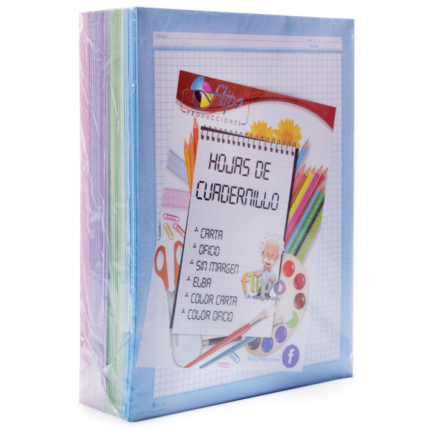 Hojas cuadernillo Carta Color (100 Paquetitos de 5 hojas)