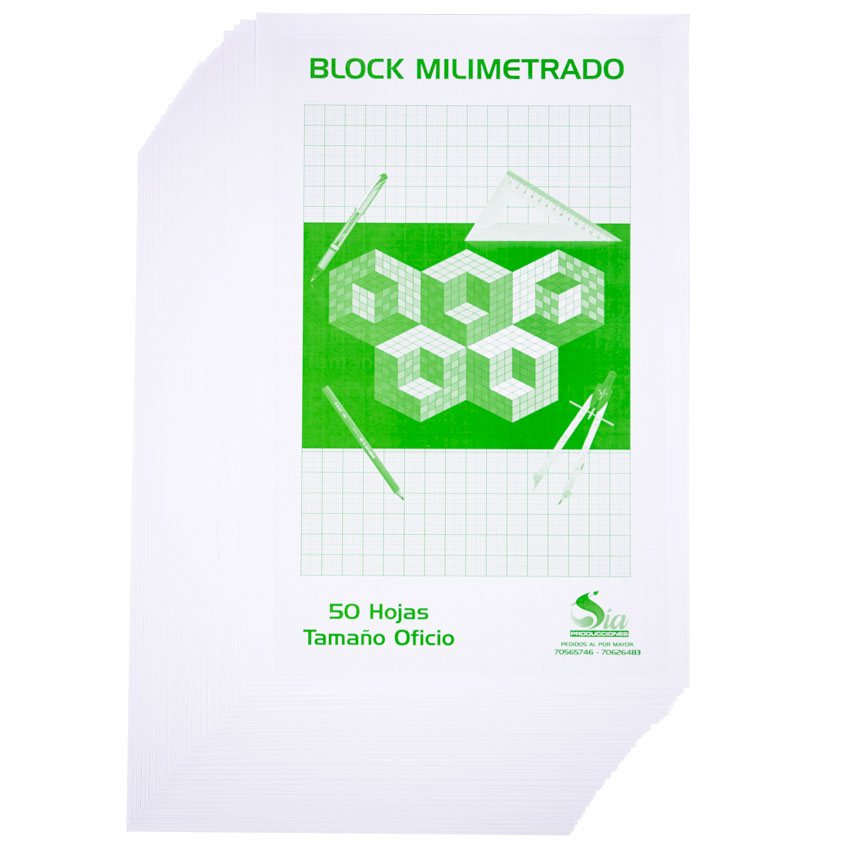 Hojas milimetradas - Oficio 50hjs