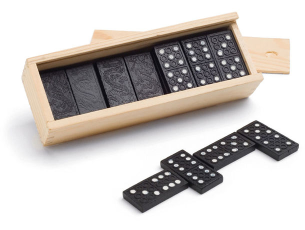 Juego de mesa domino en cajita de madera, piezas de 19x38mm