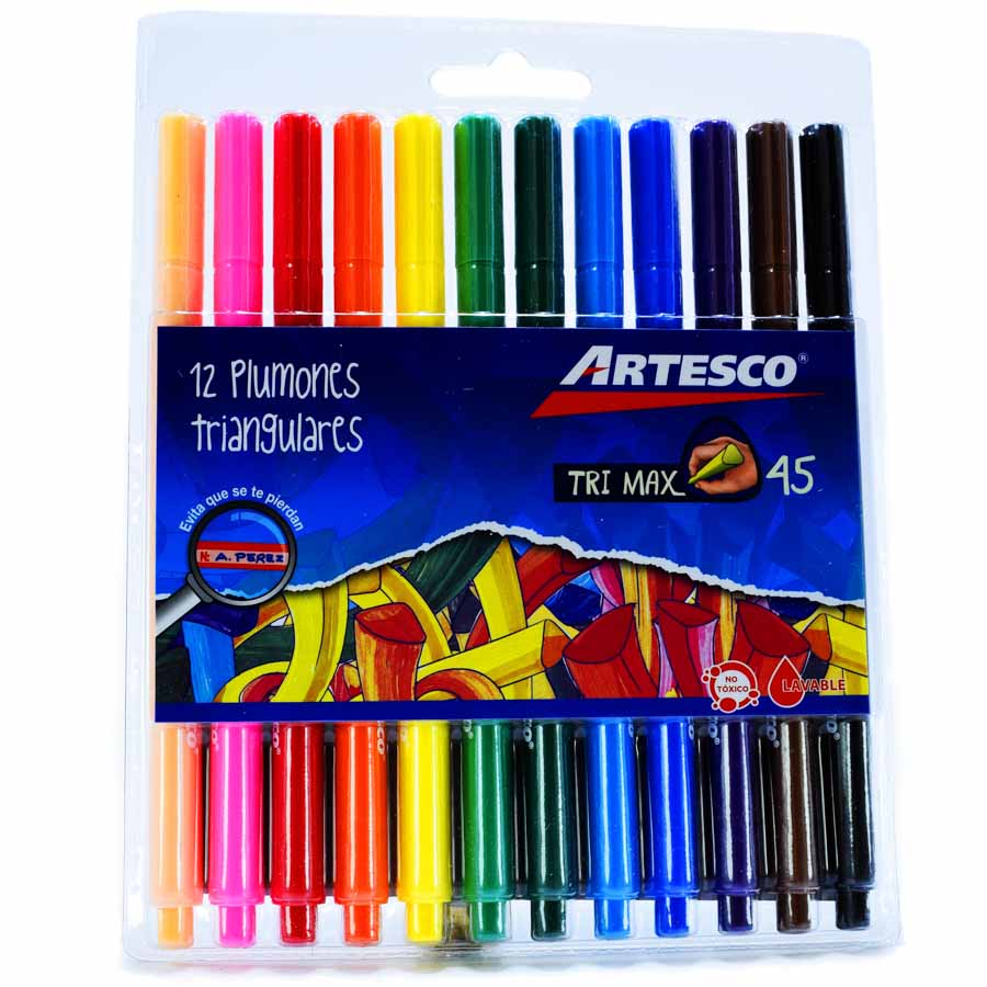 Marcador Artesco triangular TriMax45 12colores