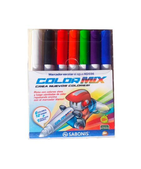 Marcador escolares al agua color MIX  M2036 Sabonis 7 colores