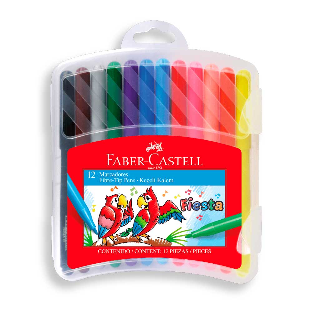 Marcador fiesta estuche rigido Faber Castell 12 colores