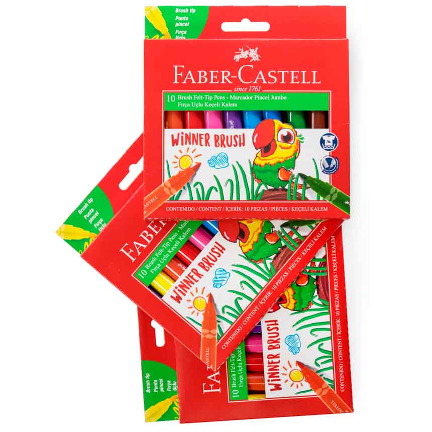 Marcador jumbo punta pincel Faber Castell 10 Colores