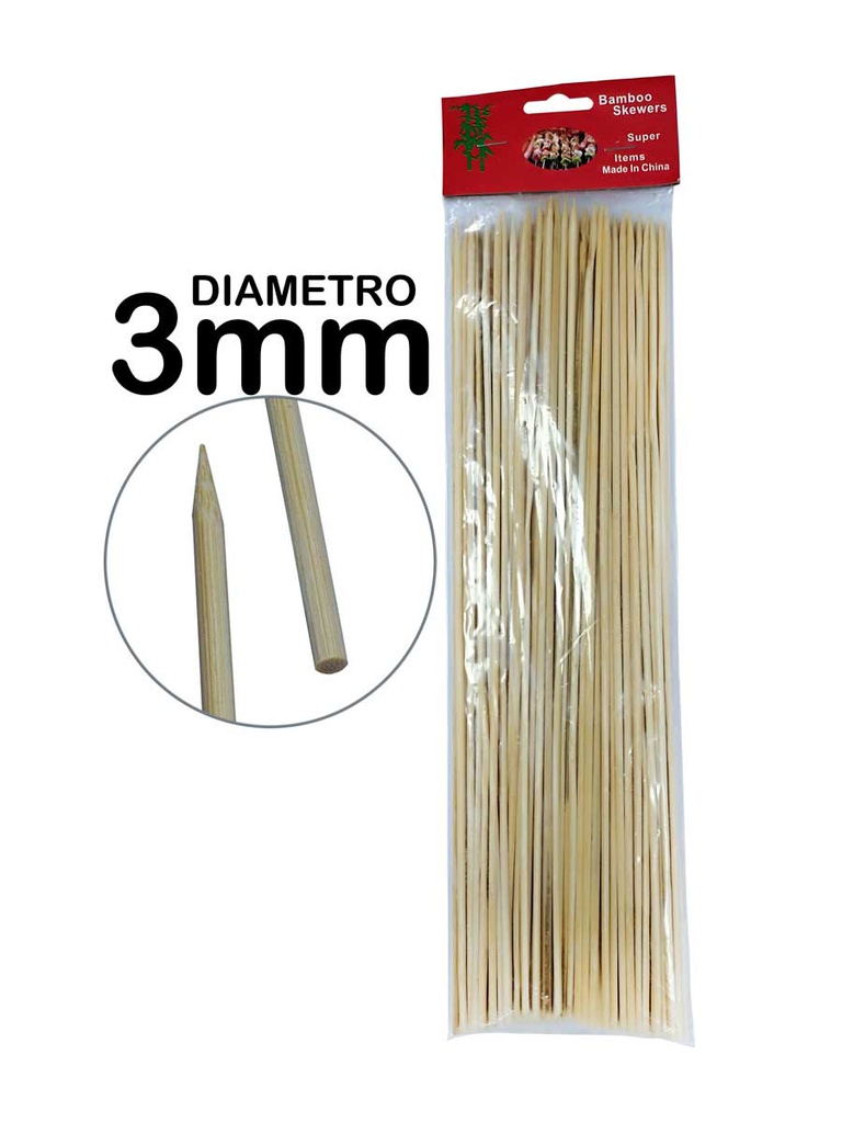 Palitos Chino o brocheta DELGADO 3*300MM 90PCS