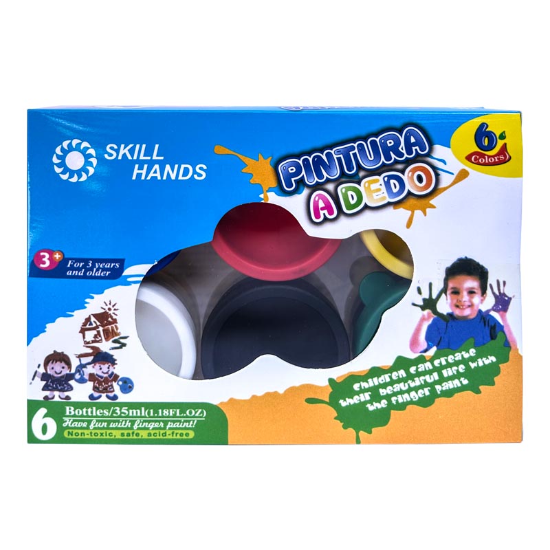 Pintura al dedo SKILL HANDS 6 colores de 35ml.