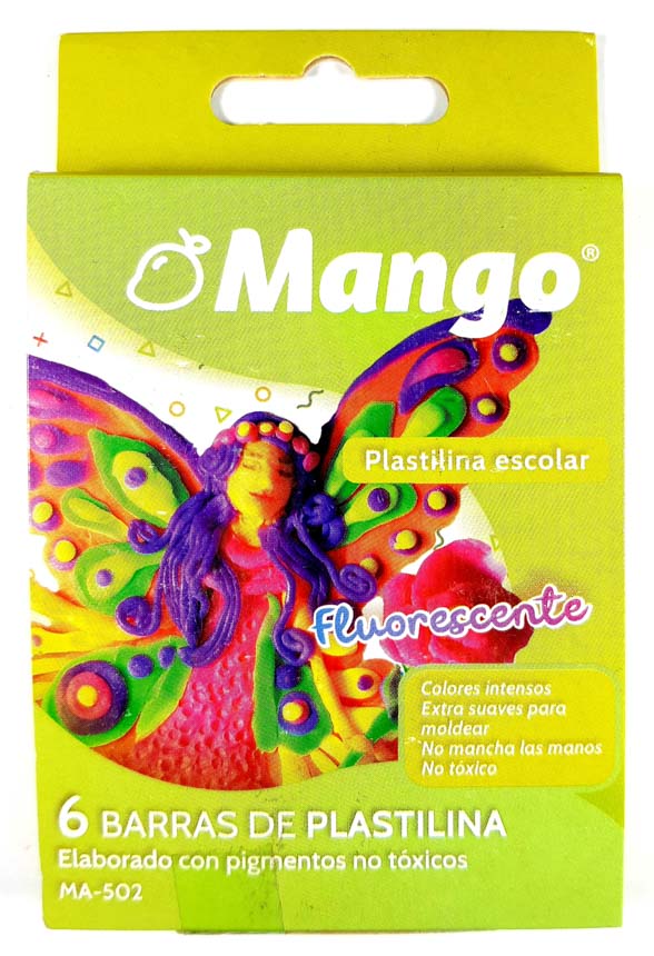 Plastilina Mango fluorescente 6 Colores